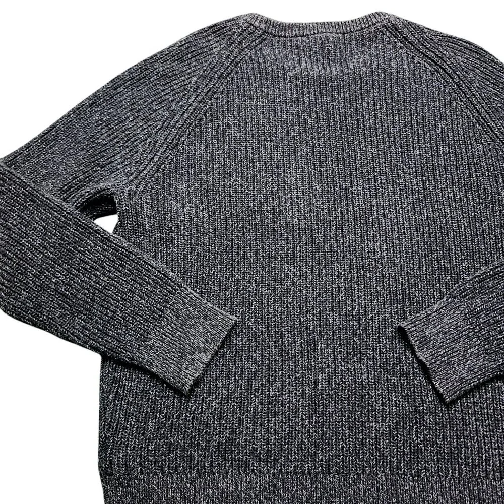 J Crew Sweater Mens L Blue Heritage Cable Knit Heavy Pullover Black Label Preppy